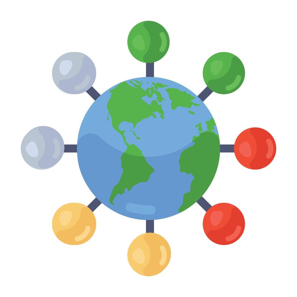 knooppunten verbonden met wereldbol, icoon van wereldwijde verbindingen icoon vector