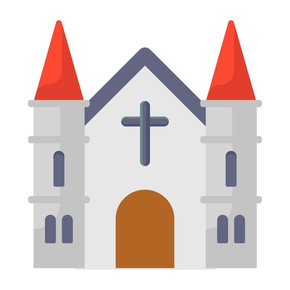 een christendom huis vector stijl, kerk plat pictogram ontwerp