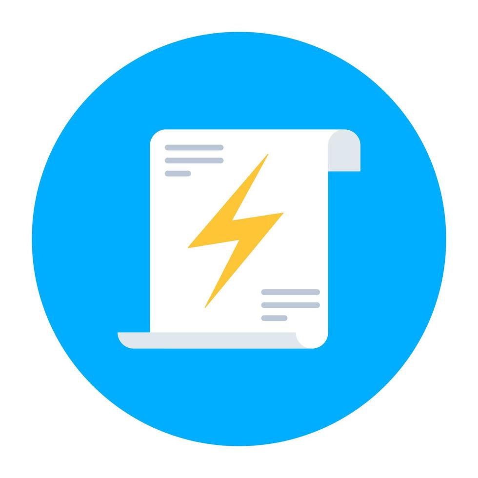 plat afgerond pictogram van energierapport vector