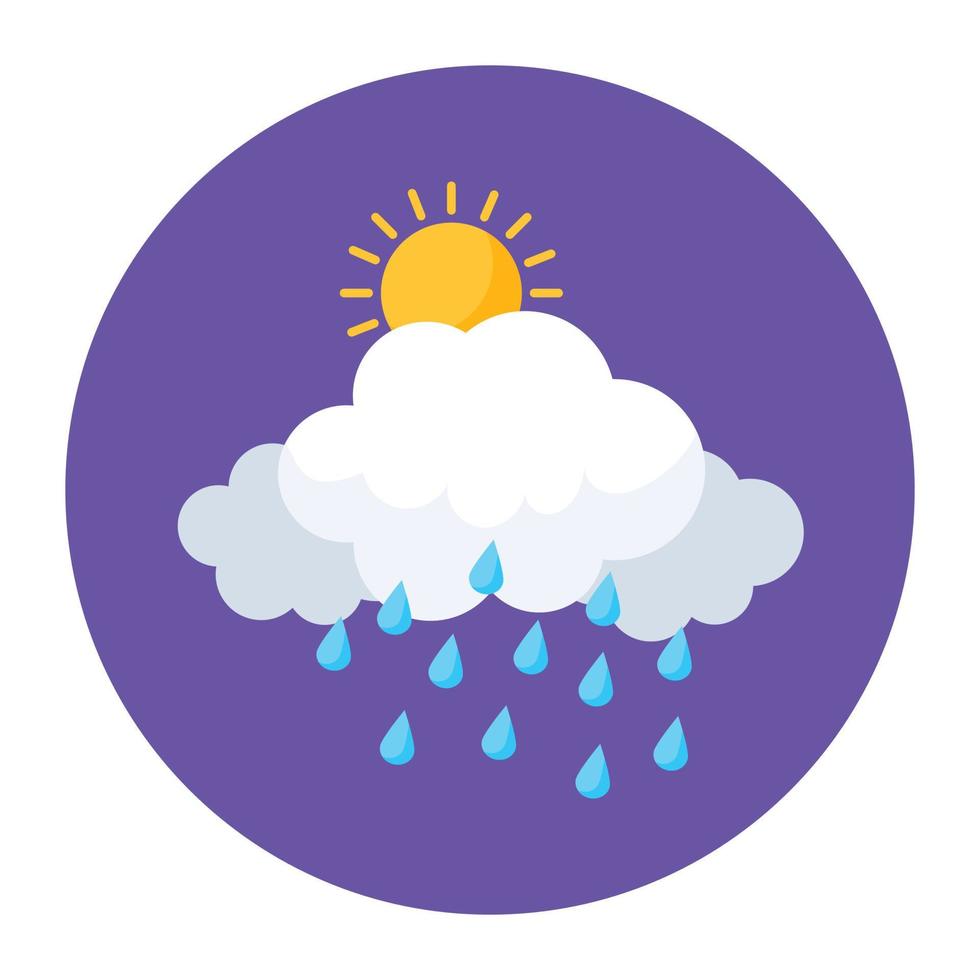 vlakke stijl van regen, wolk regent icoon in trendy stijl vector