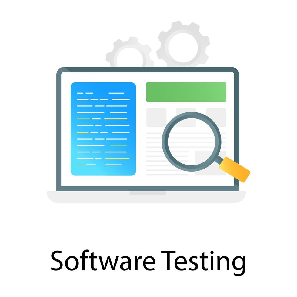 softwaretesttoepassingsconcept in gradiëntstijl, zoeken naar inhoud vector