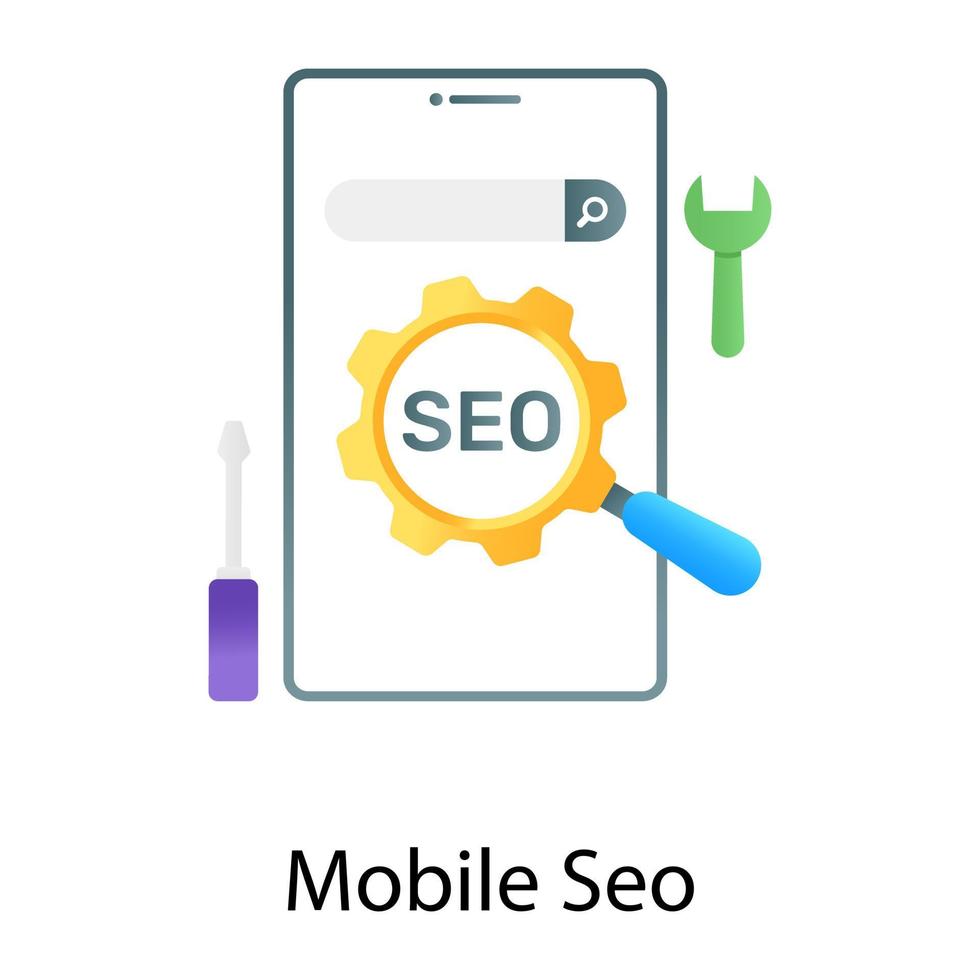 gradiëntvector van mobiel zoeken, seo-concept vector