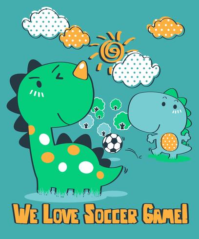 We Love Soccer Game Dinosaur vector