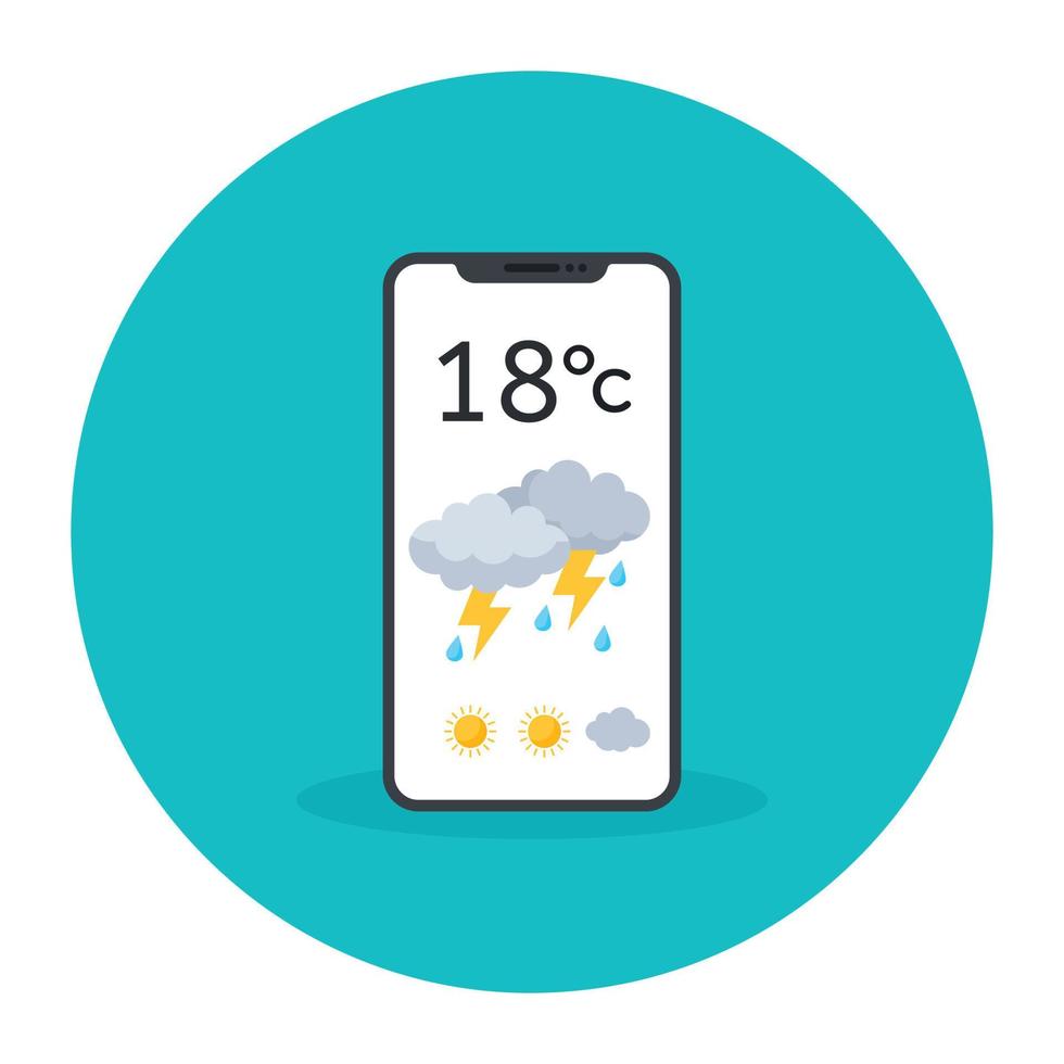 trendy plat ontwerp van app-pictogram voor mobiel weer vector