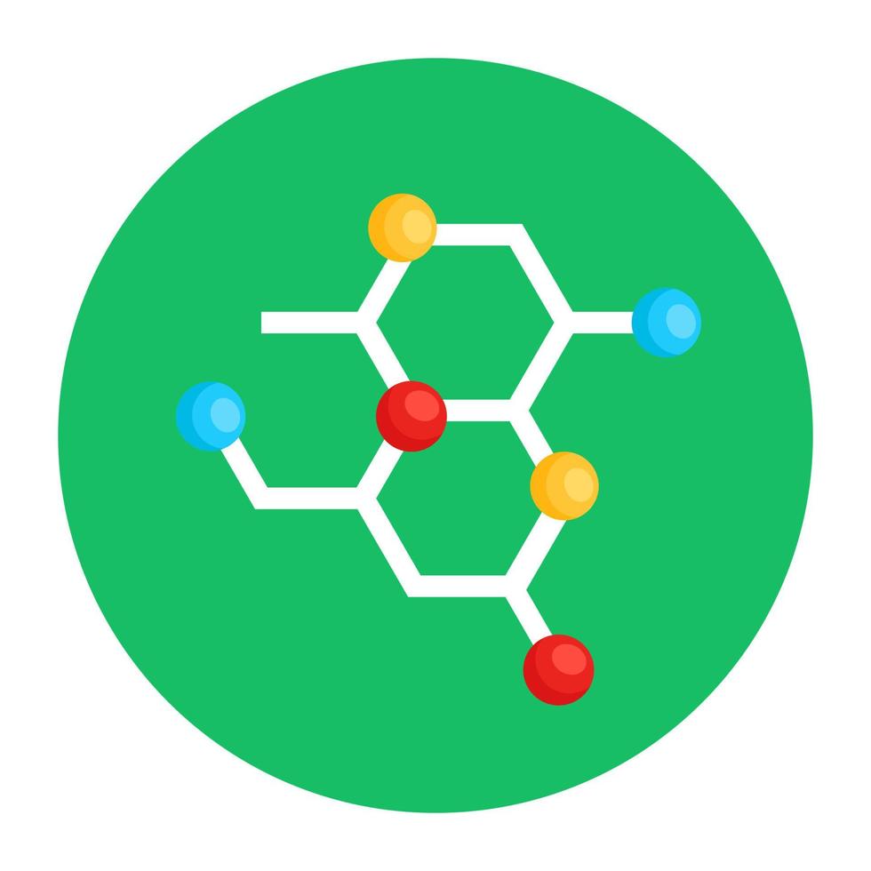 moleculaire structuur, bewerkbaar plat afgerond pictogram vector
