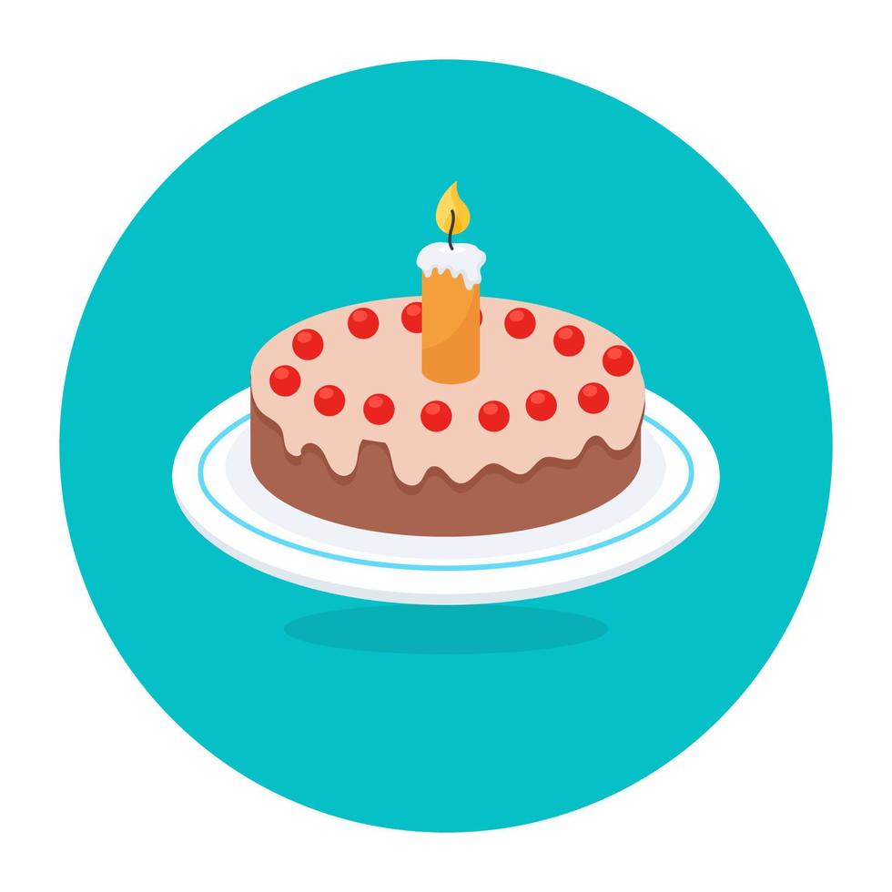 een cake met kaars erop, verjaardagstaart bewerkbare vector