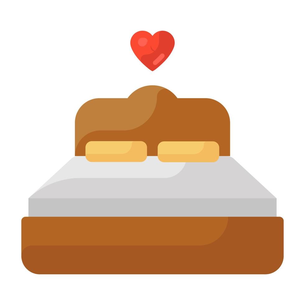 huwelijksbed, plat icoon van kingsize bed vector