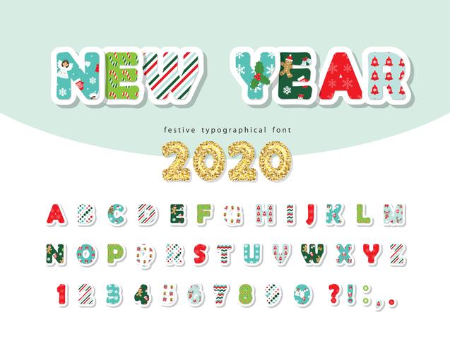 Nieuw jaar 2020 lettertype vector