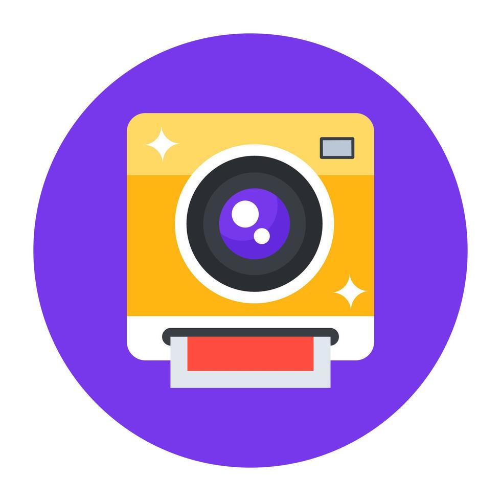 instant camera, plat afgerond icoon van fotografie camera vector