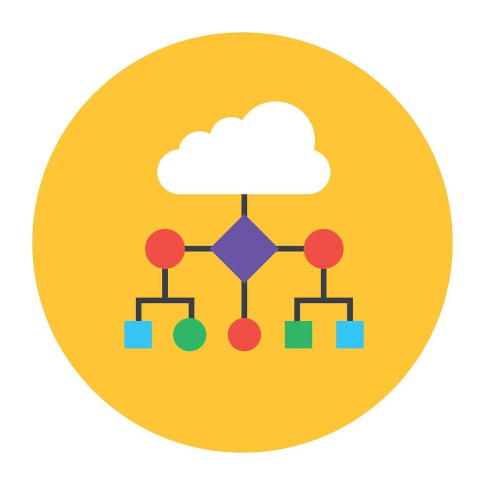 plat afgerond pictogram van computernetwerk vector