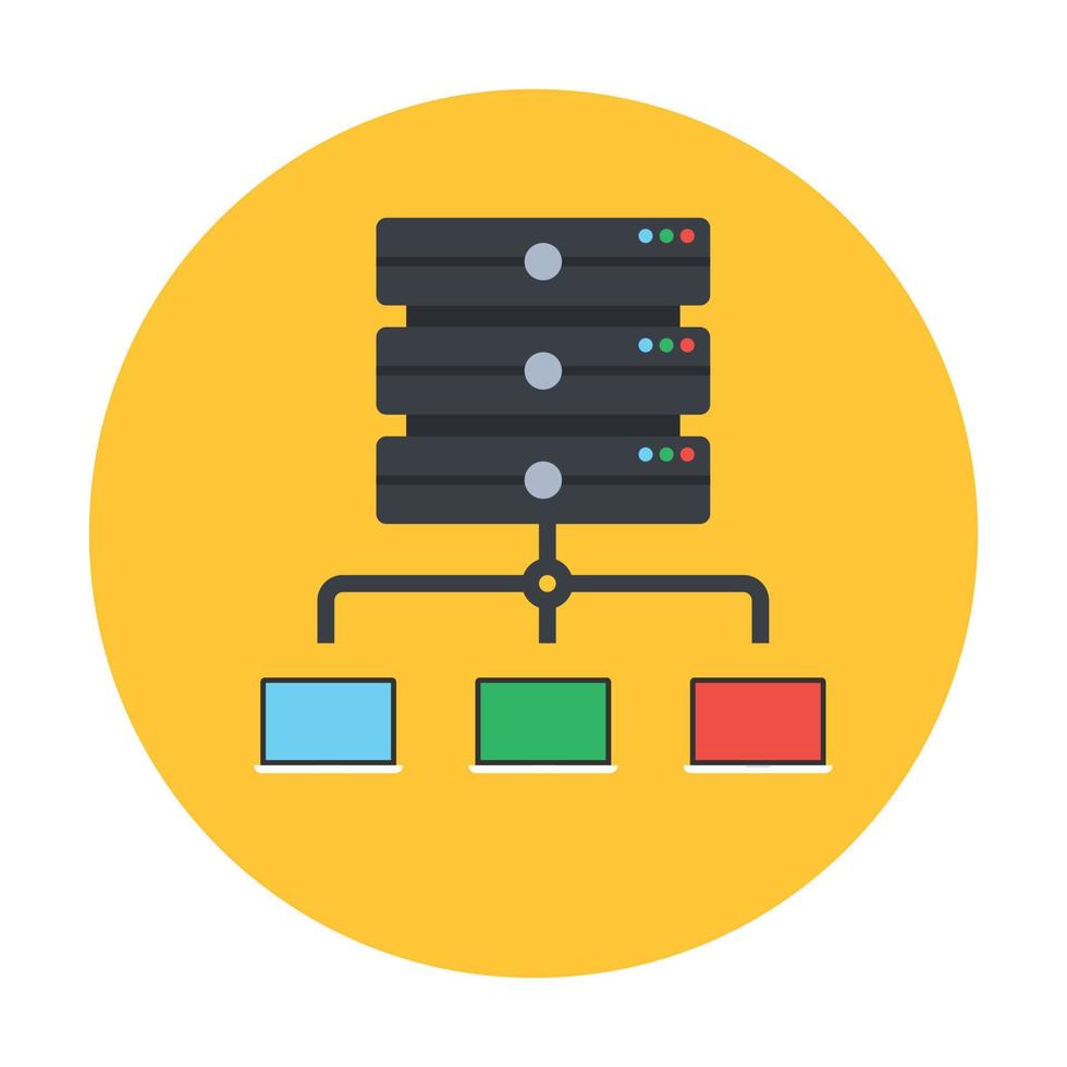 gegevensopslagconcept, bewerkbaar plat afgerond pictogram vector