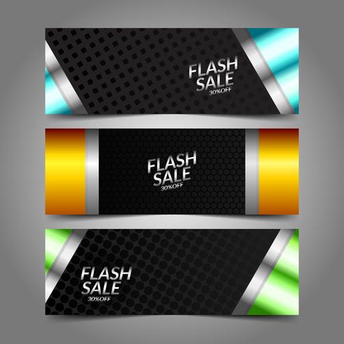 Verzameling van Flash Sale metalen banners vector