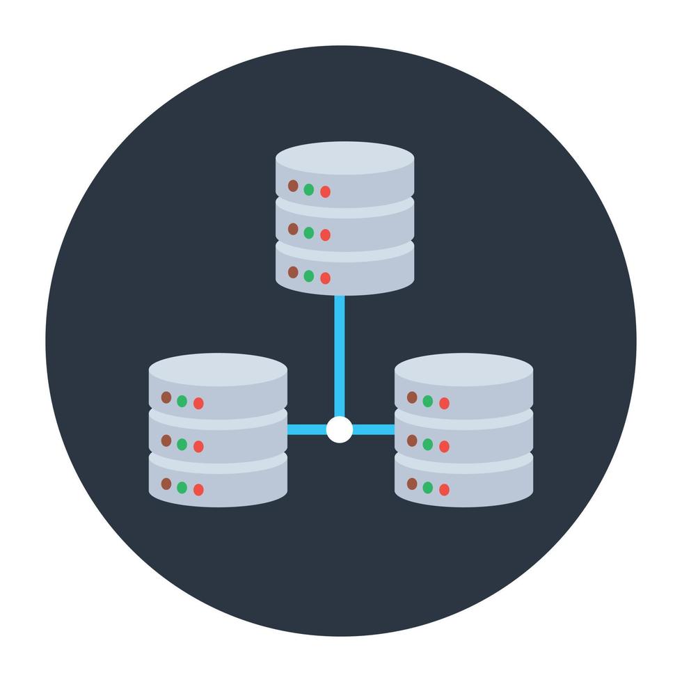gegevensopslagconcept, bewerkbaar plat afgerond pictogram vector