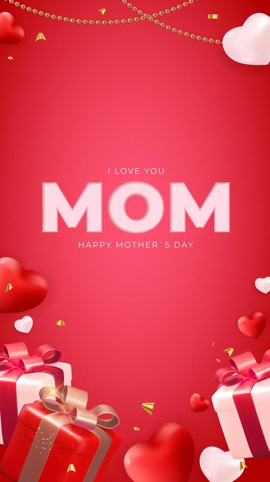 ik houd van jou mam. gelukkige moederdag vakantie achtergrond. vector illustratie