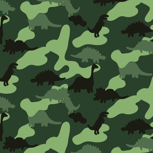 Hand getekend groen camouflage dinosaurus patroon vector