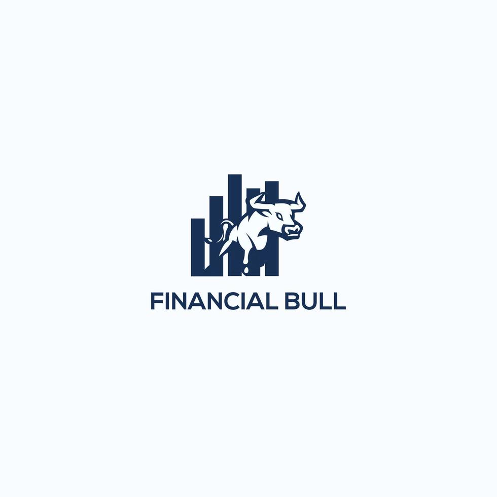 financiële stier logo ontwerp. handel bull grafiek, financiële logo. economie financiën grafiek bar zakelijke productiviteit logo pictogram. vector