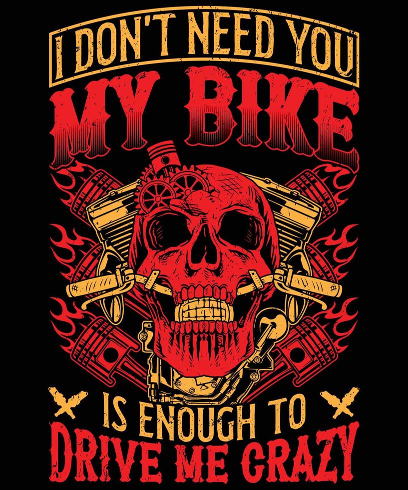 mijn fiets maakt me gek t-shirtontwerp voor motorliefhebbers vector