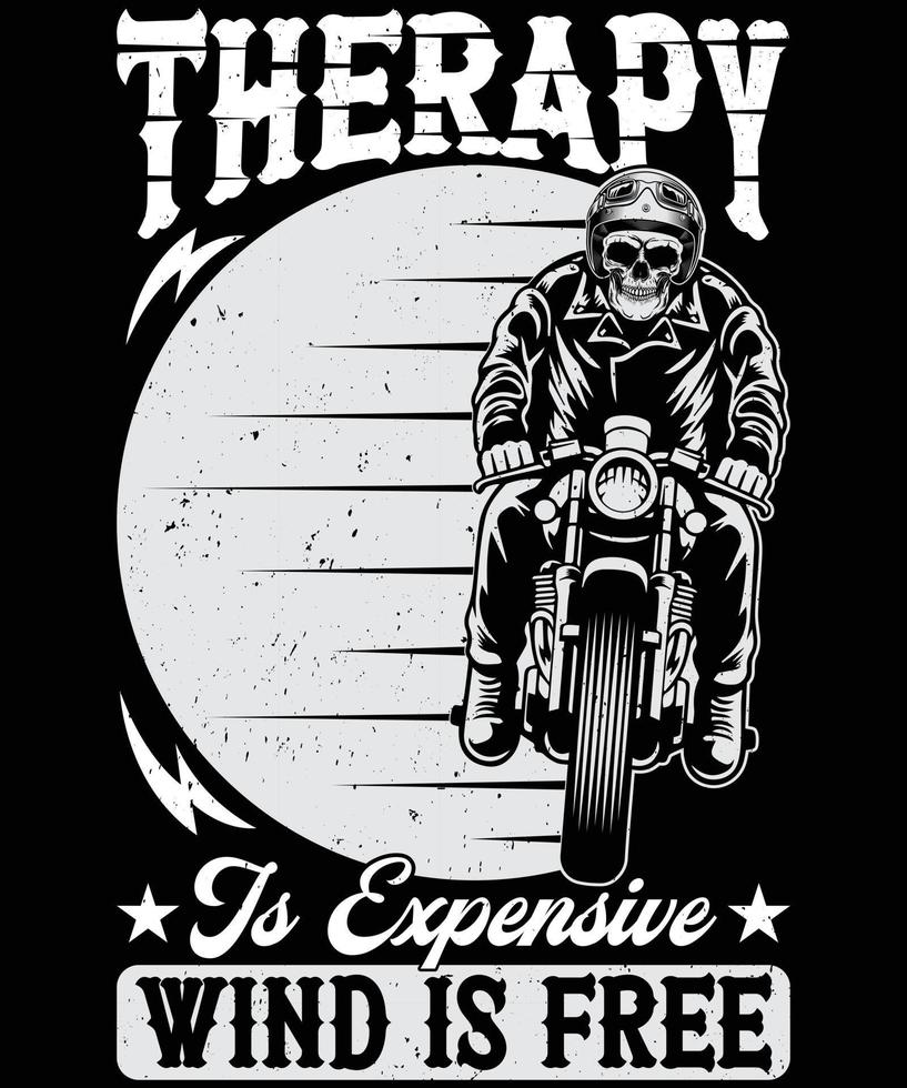 therapie is duur t-shirtontwerp voor motorliefhebbers vector