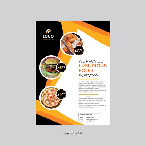 eenvoudig en modern restaurant flyer design oranje kleur vector