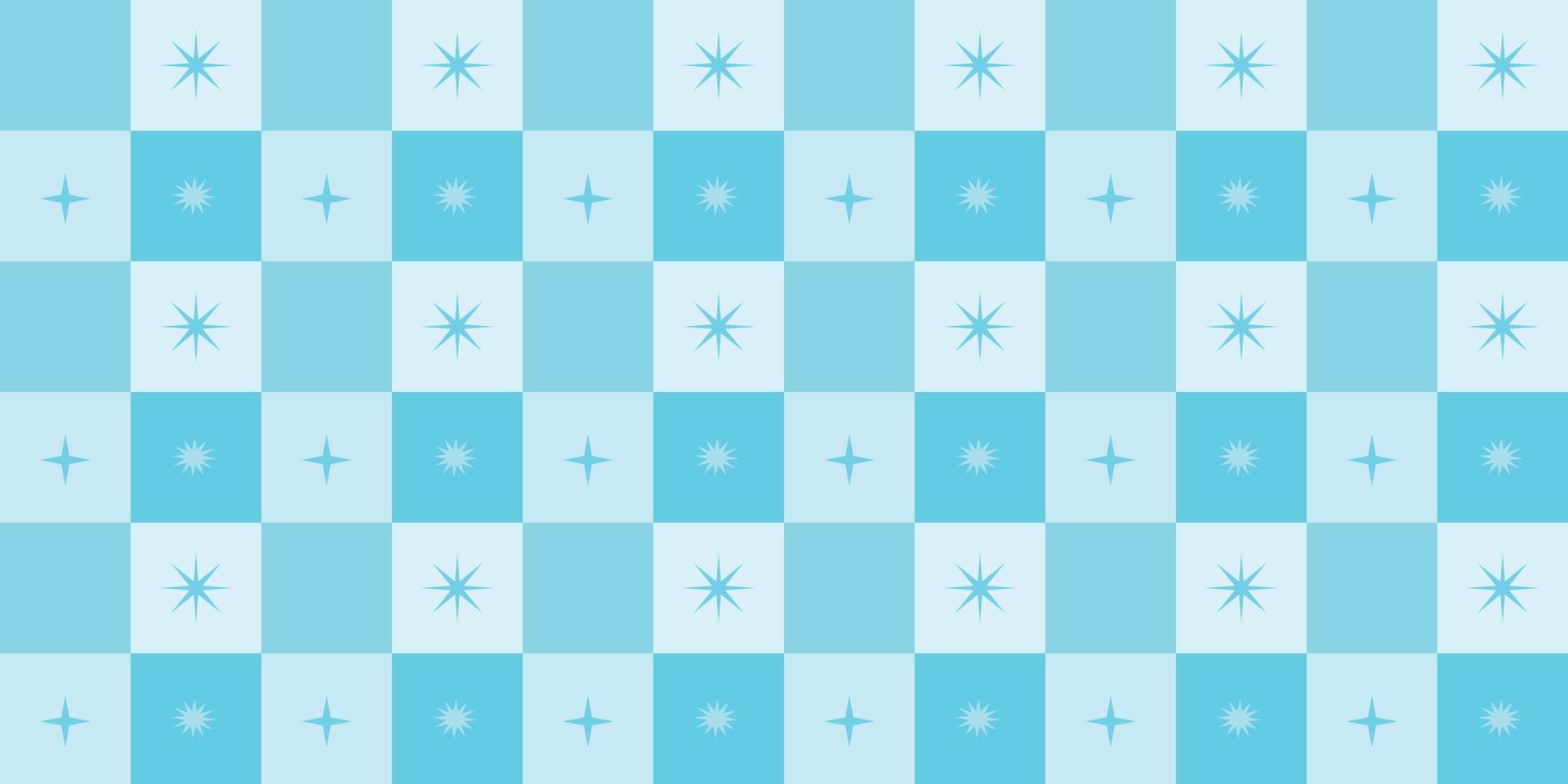 geruite stof textiel blauw sterren mode schaakbord behang abstracte achtergrond patroon naadloze vectorillustratie vector