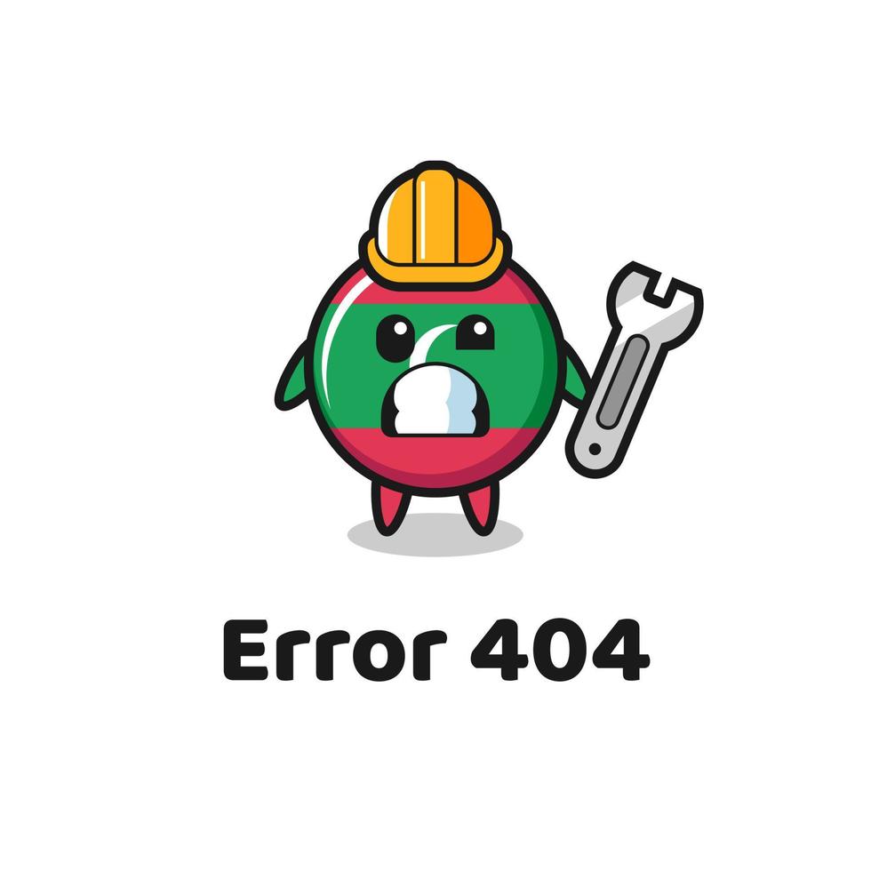 error 404 met de schattige mascotte van de Maldiven vlag vector