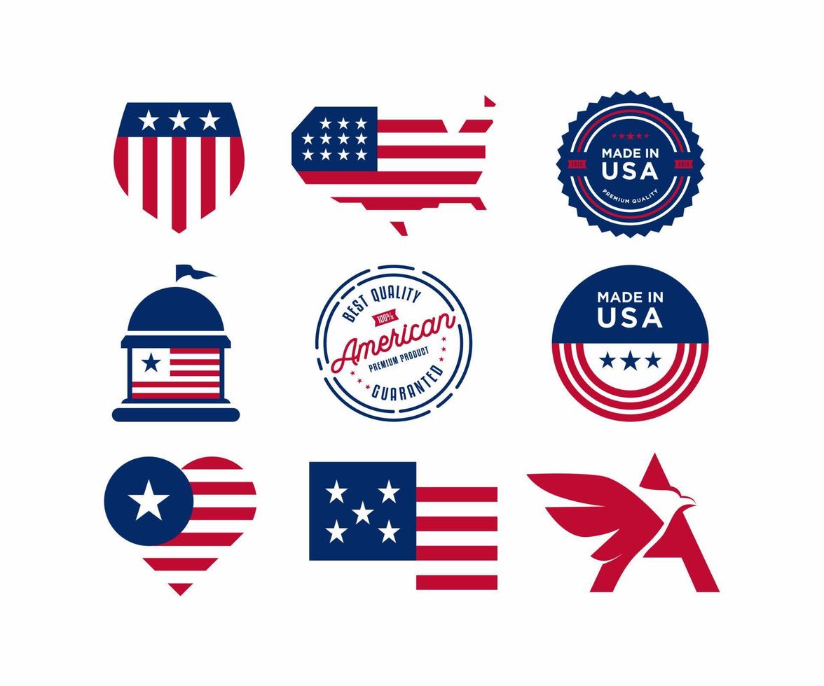 vector set gemaakt in de VS labels. usa vlag pictogram vector sjabloon