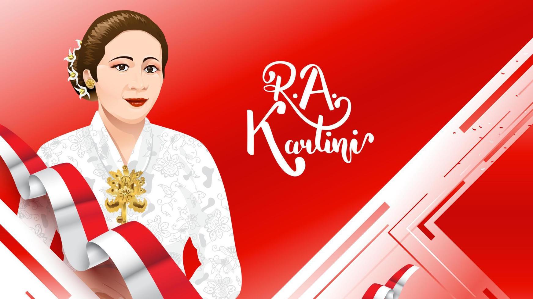 kartini day, ra kartini de helden van vrouwen en mensenrechten in Indonesië. banner sjabloon ontwerp achtergrond - vector