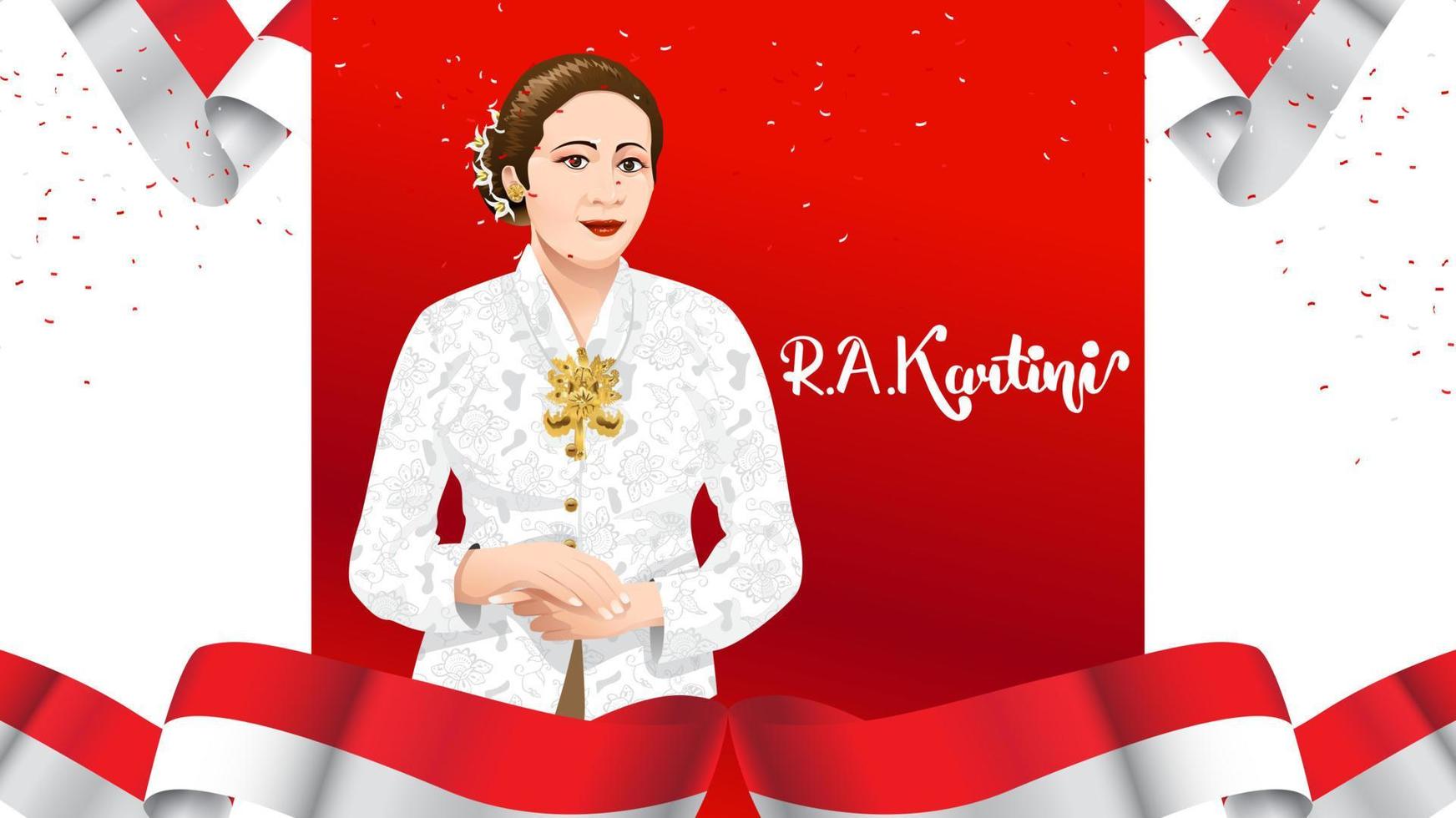 kartini day, ra kartini de helden van vrouwen en mensenrechten in Indonesië. banner sjabloon ontwerp achtergrond - vector