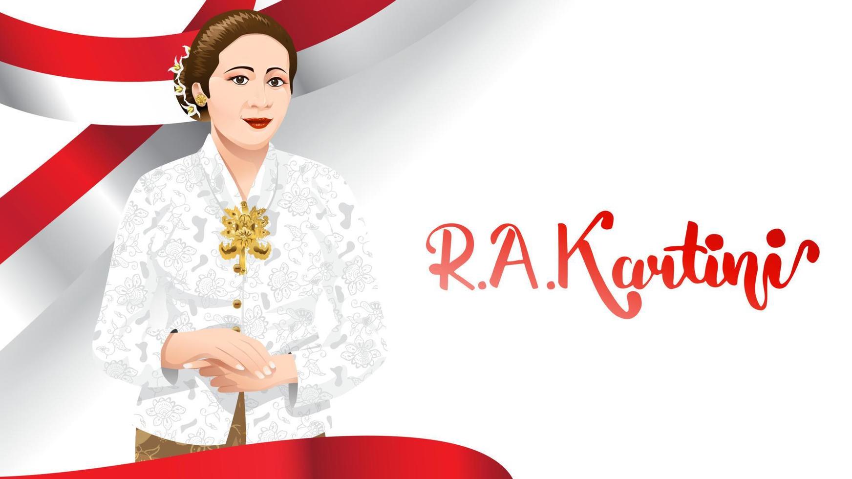 kartini day, ra kartini de helden van vrouwen en mensenrechten in Indonesië. banner sjabloon ontwerp achtergrond - vector