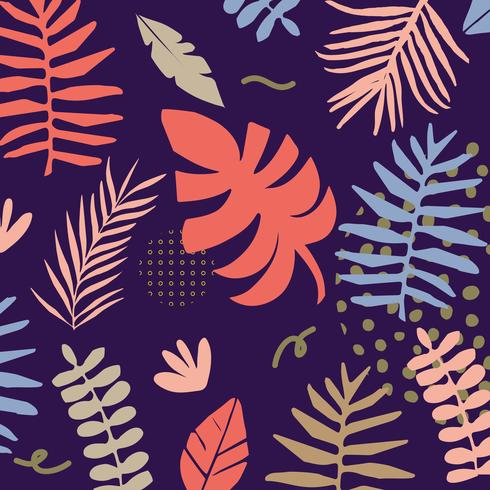 Tropische jungle verlaat en bloemen achtergrond vector