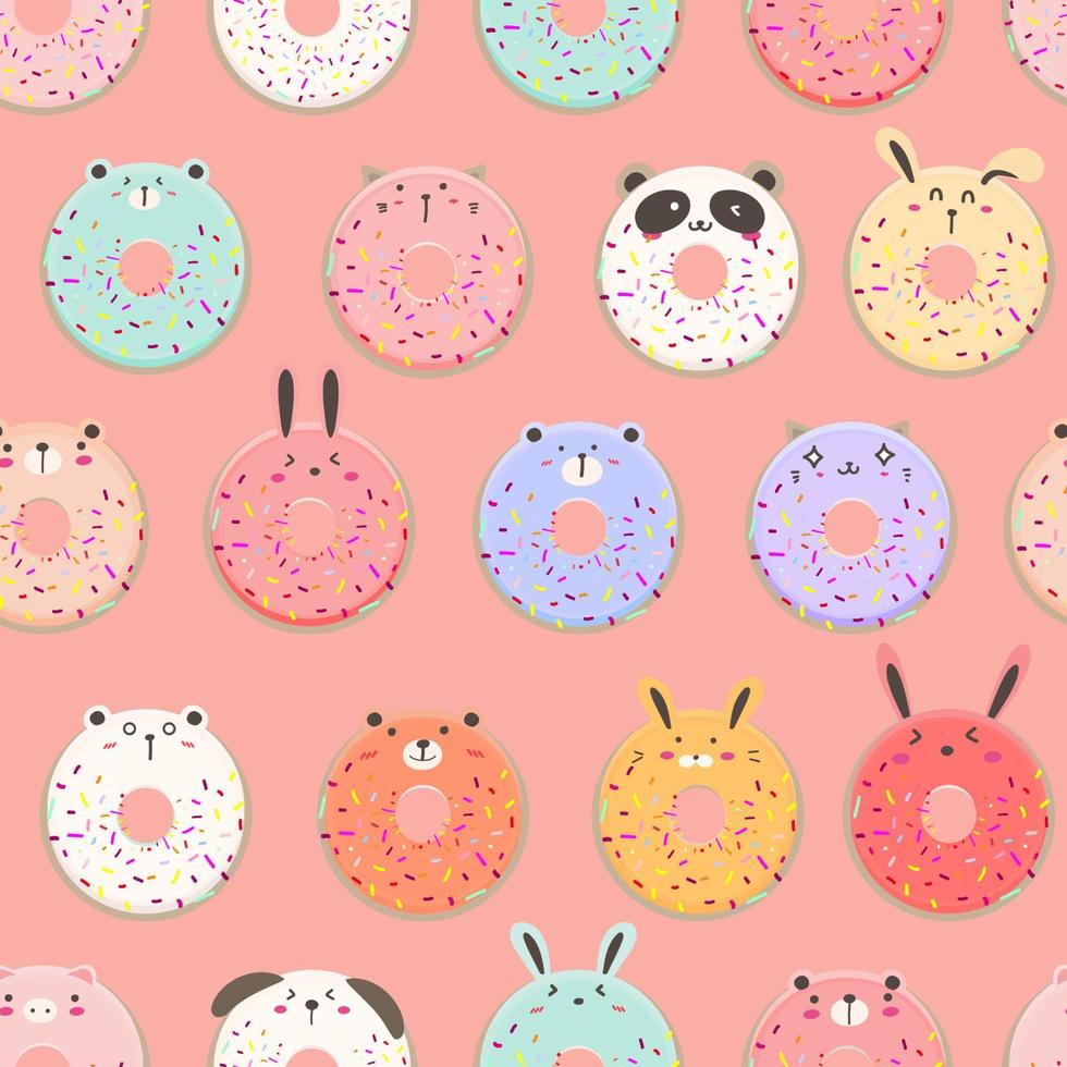 schattige donut naadloze patroon achtergrond. vectorillustratie. vector