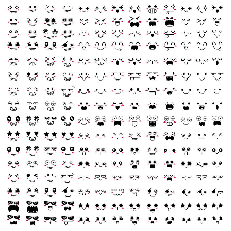 set van kawaii gezicht pictogram ontwerp. vectorillustratie. vector