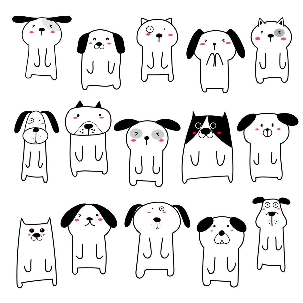 set van schattige hond Characterdesign. vectorillustratie. vector