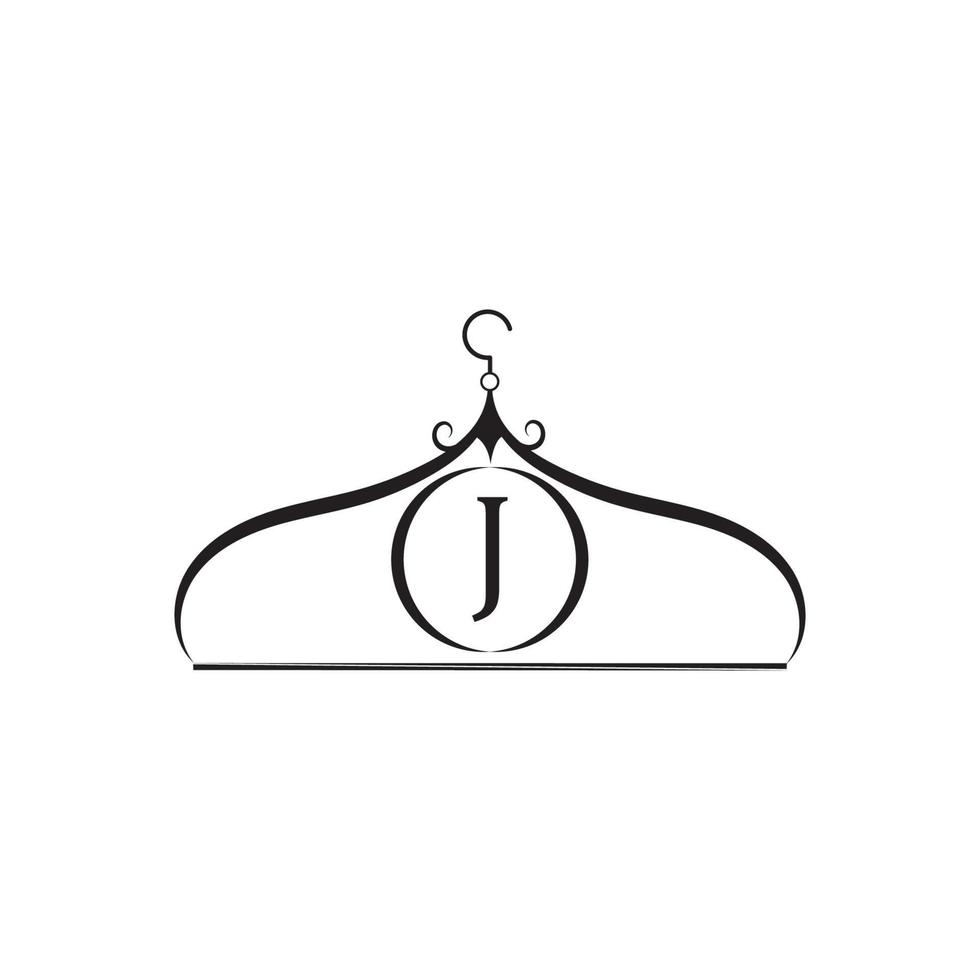 mode vector logo. kleerhanger logo. letter j-logo. kleermaker embleem. garderobe icoon - vector design