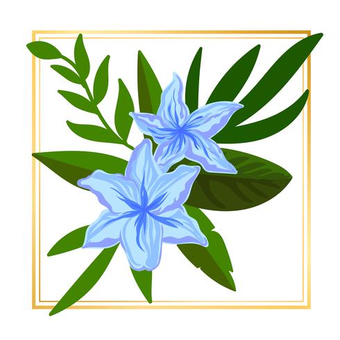Lichtblauwe ingelijste bloem vector