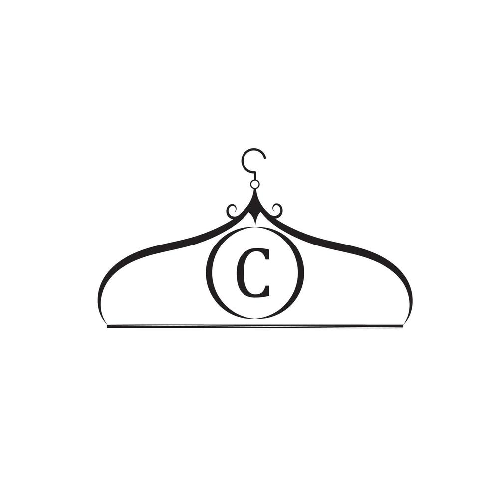 mode vector logo. kleerhanger logo. letter c-logo. kleermaker embleem. garderobe icoon - vector design