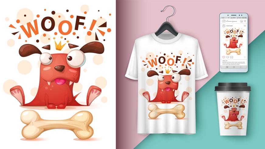 Crazy dog - mockup voor uw idee. vector