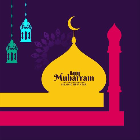 Abstract Gelukkig Muharram kleurrijk ontwerp vector