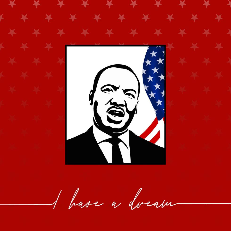Martin Luther King jr. dagontwerp met ons vlagachtergrond. fijne mlk-dag. ik heb een droom. vector