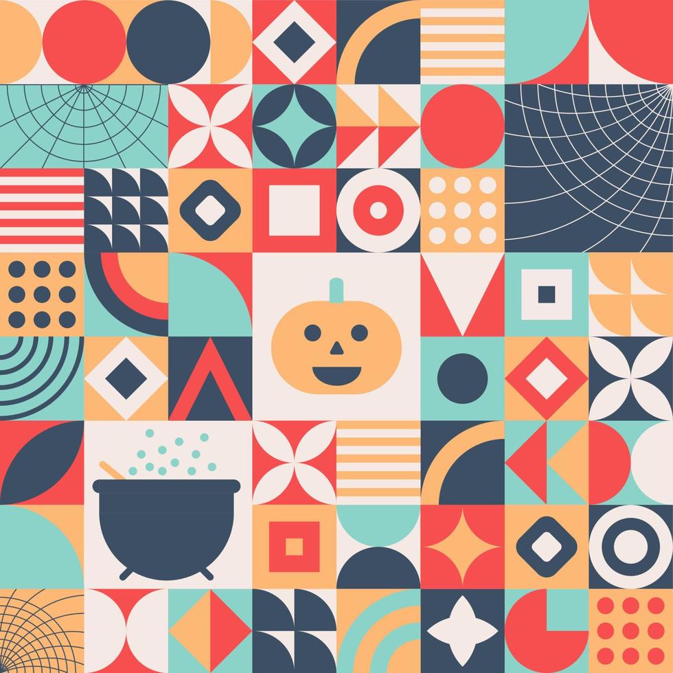 abstracte geometrische halloween-poster. vector Scandinavisch patroon. minimalistische geometrische achtergrond. eenvoudige schattige herfstelementen.