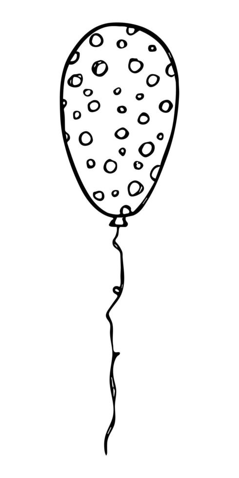 hand getrokken vliegende ballon illustratie geïsoleerd op een witte achtergrond. verjaardagsfeestje ballon doodle. vakantie clipart. vector