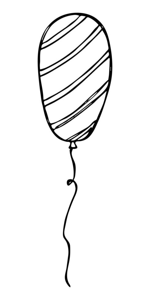 hand getrokken vliegende ballon illustratie geïsoleerd op een witte achtergrond. verjaardagsfeestje ballon doodle. vakantie clipart. vector