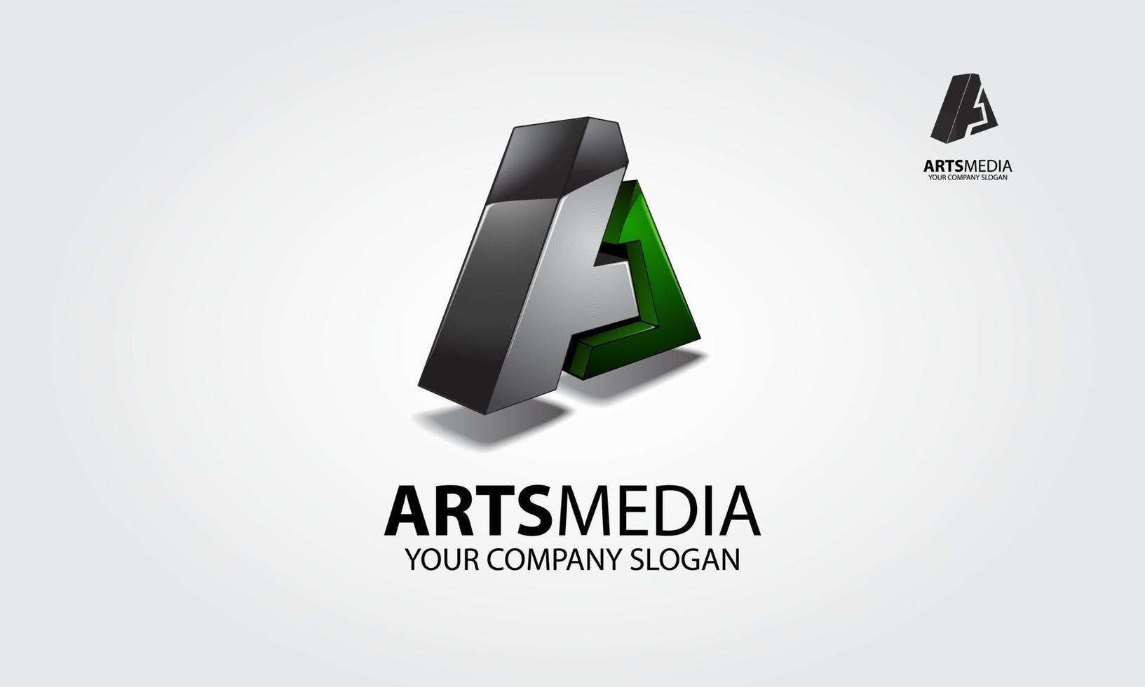 kunst media vector logo. deze letter van een of het is een initieel logo, het is een 3D-vectorlogo met glanzend effect, probeer een media, studio, geavanceerde technologie, geavanceerde technologie, slim en moderniteit te symboliseren.