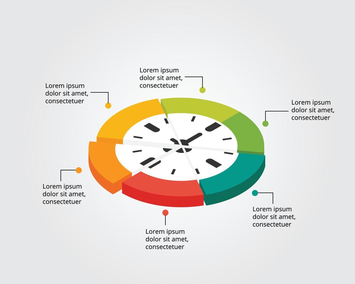 tijdsjabloon voor infographic voor presentatie voor 6 elementen vector