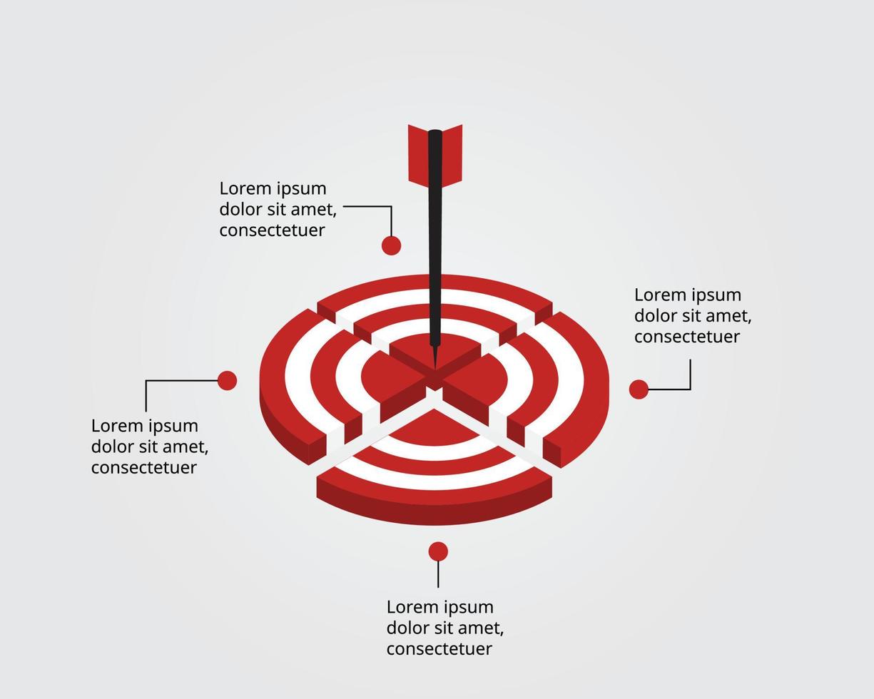 doelsjabloon voor infographic voor presentatie voor 4 elementen vector