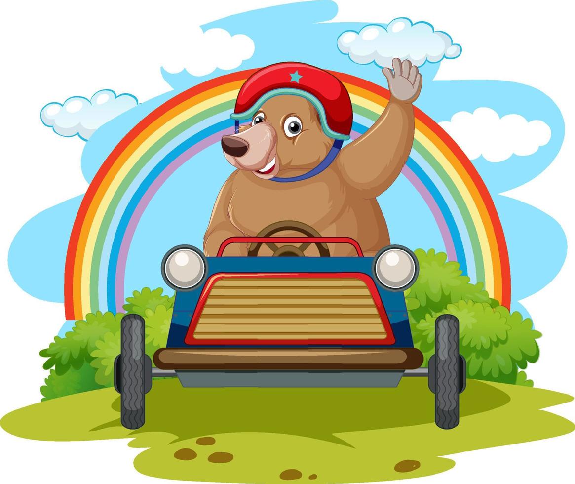 grizzlybeer die een speelgoedauto bestuurt vector