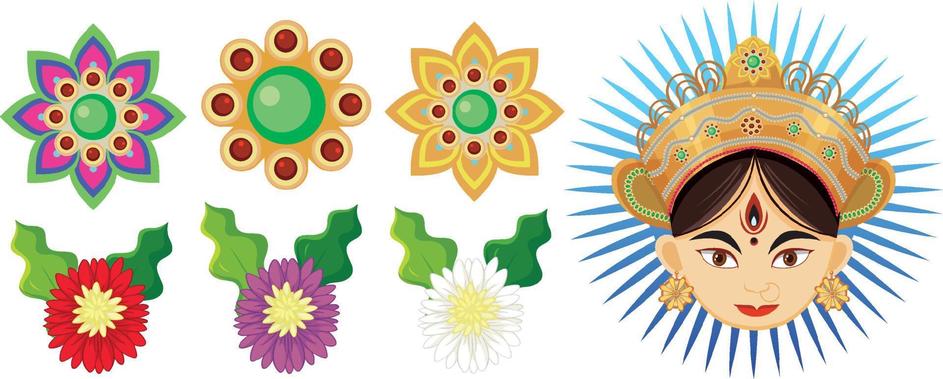 heilig voorwerp en decoratie voor indisch festival vector