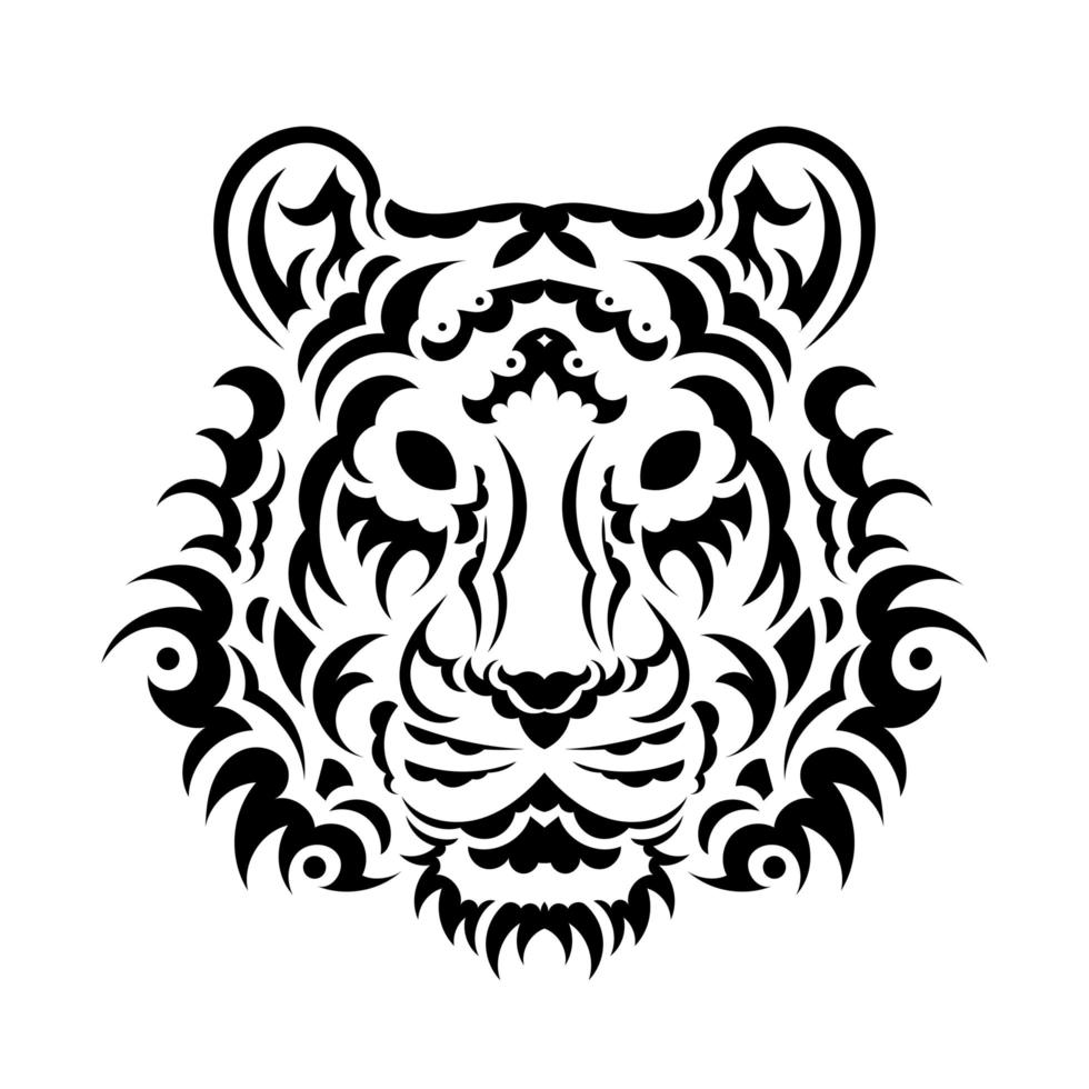 tijger woede. zwarte tatoeage. vectorillustratie van een tijger hoofd. vector