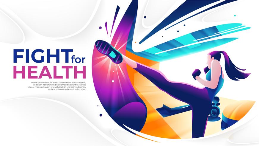 Kick Boxing Fight For Health vector