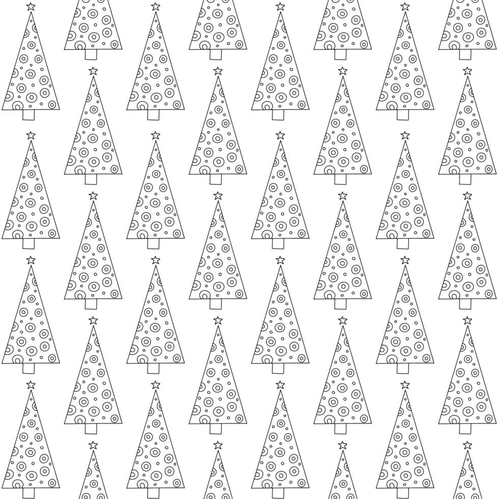 een naadloos nieuwjaarspatroon van gestileerde versierde kerstbomen. vector